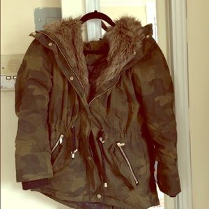 Camo Utility Faux Fur Lined Jacket